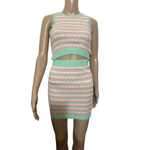 Hot & Delicious Green and pink Mini Pencil Skirt